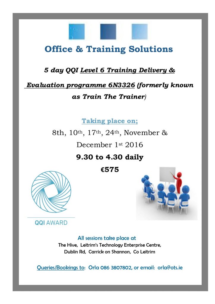 QQI Level 6 Training, Delivery & Evaluation NovDec16